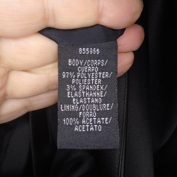 JS Collection Bell Sleeve Jacket Blazer Black Satin No collar with shoulder pads - Picture 6 of 8